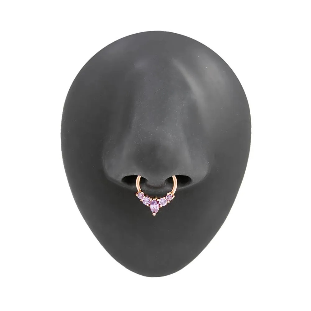 16g 3/8” PVD Rose Gold Marquise Purple Jewel Clicker Ring — Price Per 1