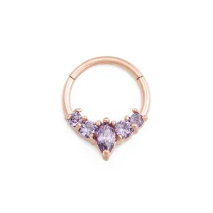 16g 3/8” PVD Rose Gold Marquise Purple Jewel Clicker Ring — Price Per 1