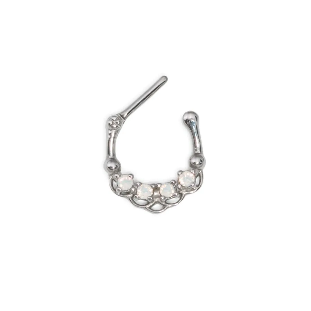 16g Opal Fish Scale Steel Septum Clicker