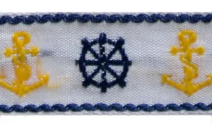 1" Helms & Anchors Woven Cotton Ribbon
