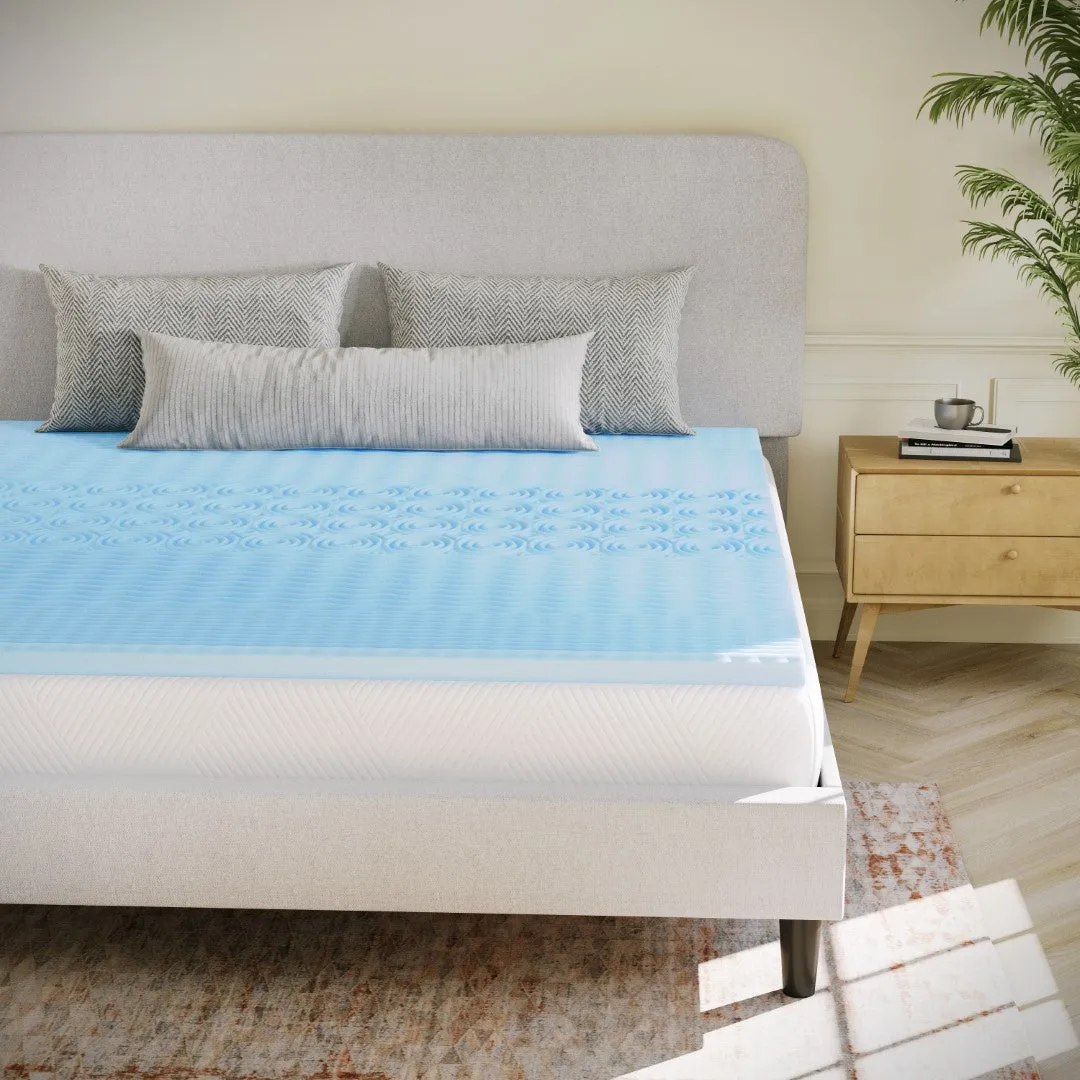 2 Inch Cooling Gel Infused 5-Zone Twin XL Memory Foam Mattress Topper with CertiPUR-US Certified Foam