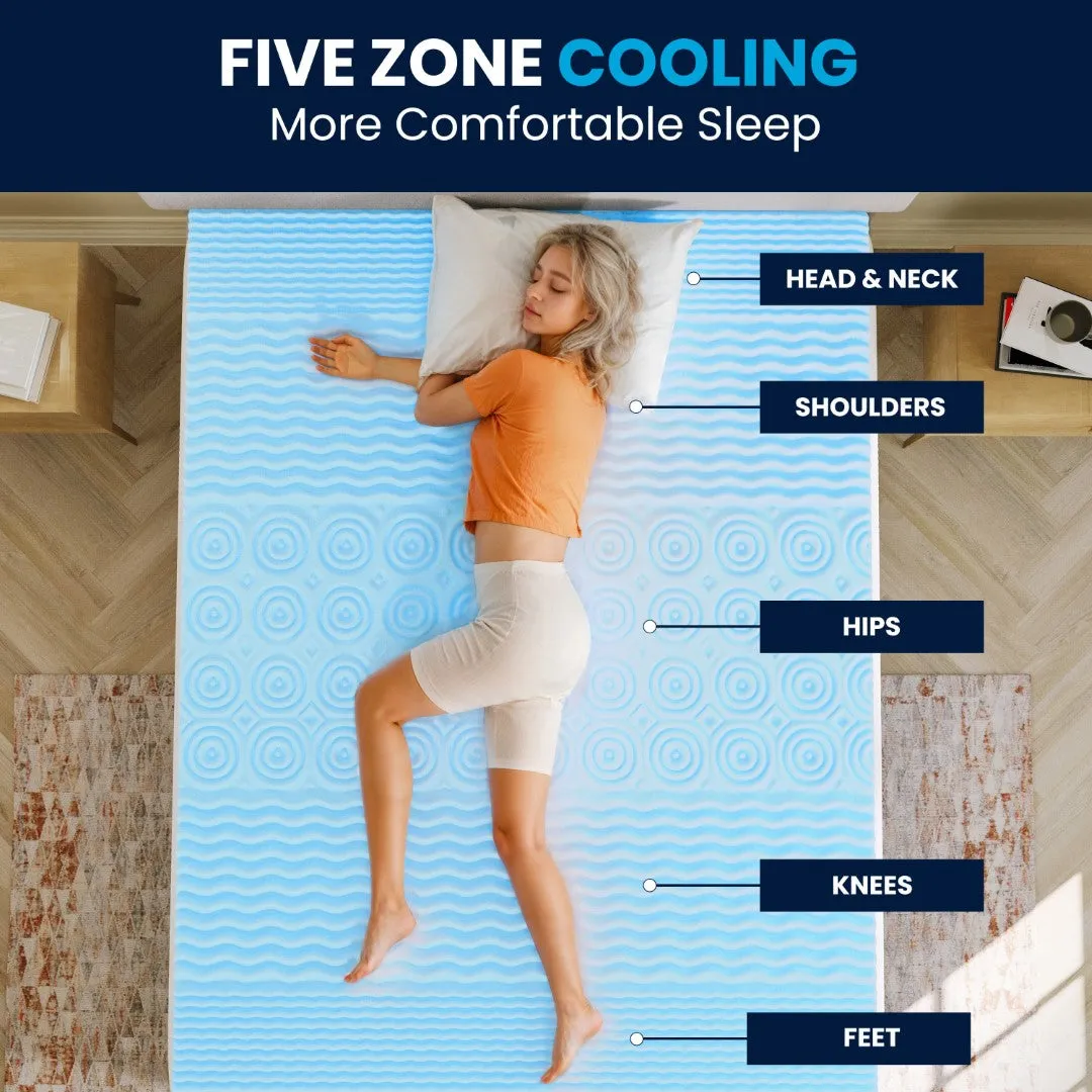 2 Inch Cooling Gel Infused 5-Zone Twin XL Memory Foam Mattress Topper with CertiPUR-US Certified Foam
