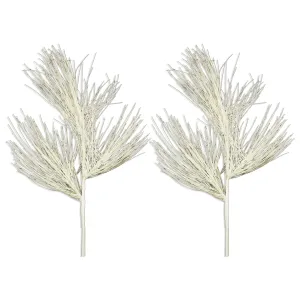 2 Pack of 25" White Spray Branch with Glitter Enhancements
