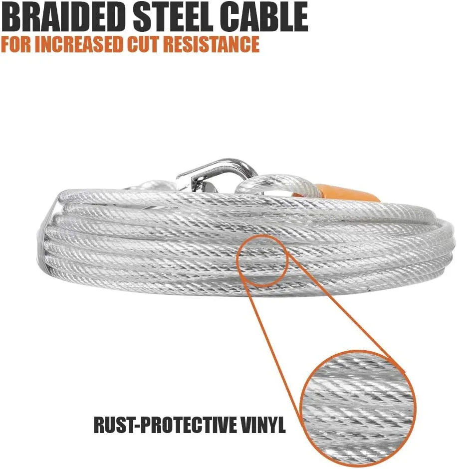 BV Dog Tie Out Cable 25 Feet - Heavy Duty Dog Lead up to 90 Pounds - Reflective & Rust-Free with Quick Release Swivel Clips & 360 Rotating Clasp - Tangle-Free Dogs Runner for Yard (Silver, Single)