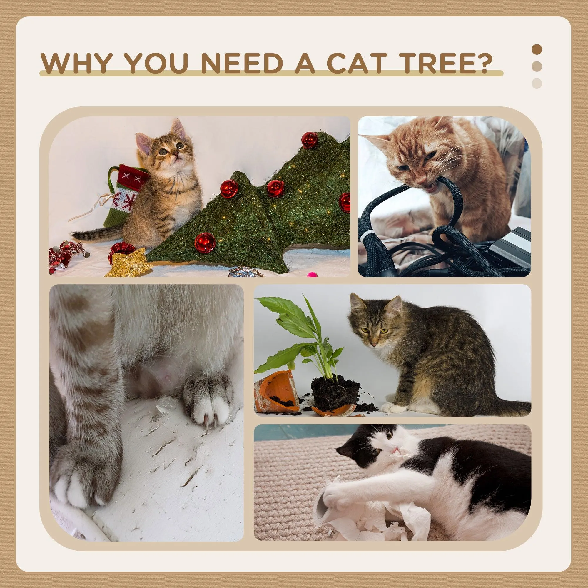 Cat Tree w/ Scratching Post, Condo, Hammock, 95cm - Grey