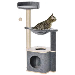 Cat Tree w/ Scratching Post, Condo, Hammock, 95cm - Grey