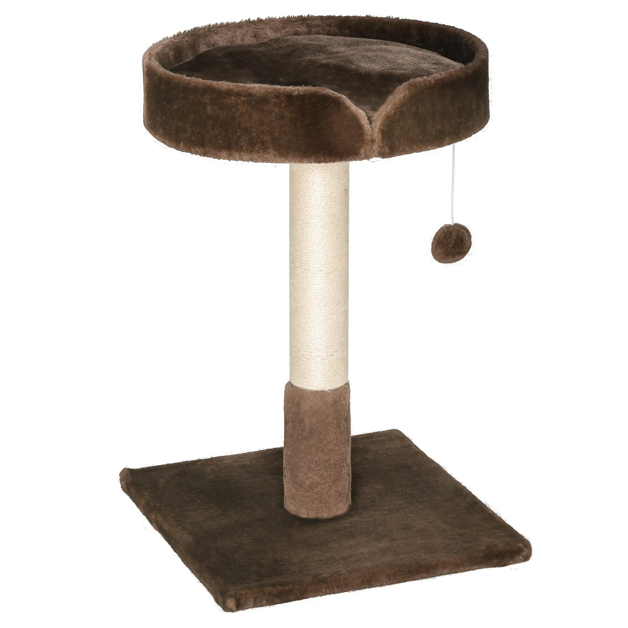 Cat Tree w / Sisal Scratching Post & Ball Toy - Brown