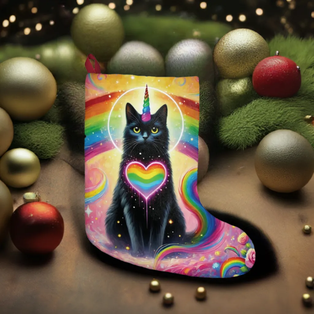 Caticorn Rainbow Heart - Cat Unicorn - Christmas Stockings