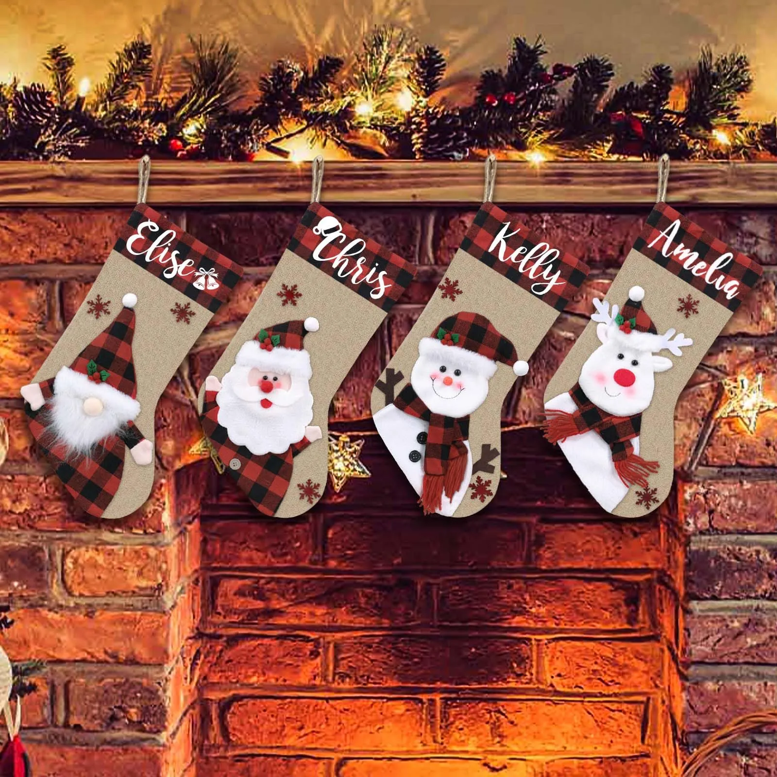 Christmas Stockings Personalized with Name, 18"  Burlap