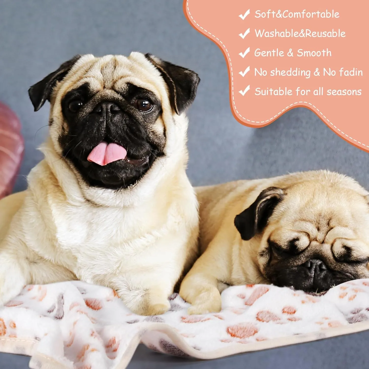 Chumia 40 Pcs Blankets Soft Fluffy Fleece Washable Pet Dog Sleep mat Paw Print Pattern Fleece Blankets for Pets Throw Warm Bed Mat for Dog Puppy Cat(24 x 16 Inch,Brown, White, Black, Blue)