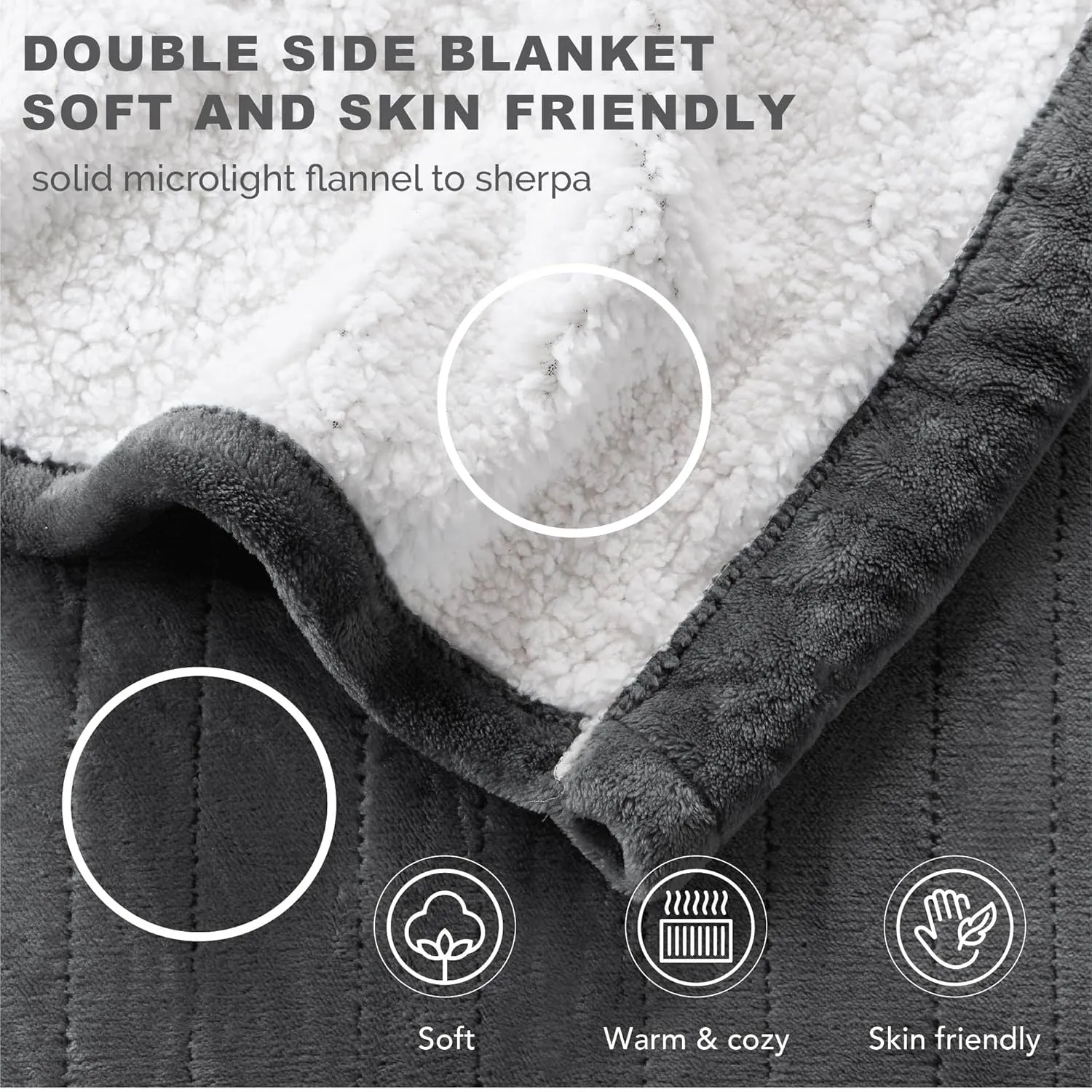 Degrees of Comfort Sherpa Plush Heated Blanket, Full Size Bed Electric Blankets with 6 Heat Settings Controller | 1-10 Hour Auto Shut Off |Washable, 72" X 84" Grey