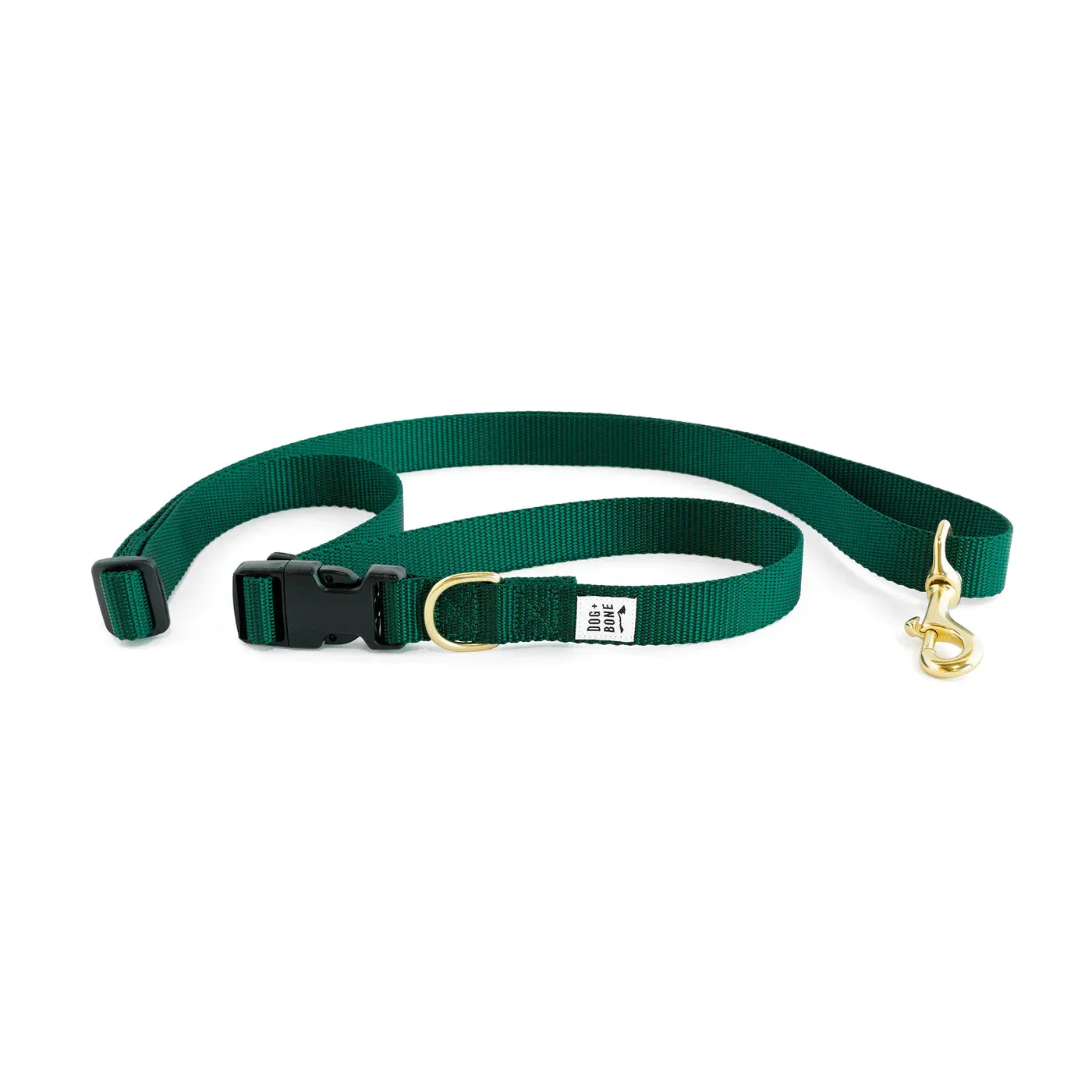 Dog Bone Adjustable Leash 3-6ft, Hand Held/ Hands Free, Forest Green