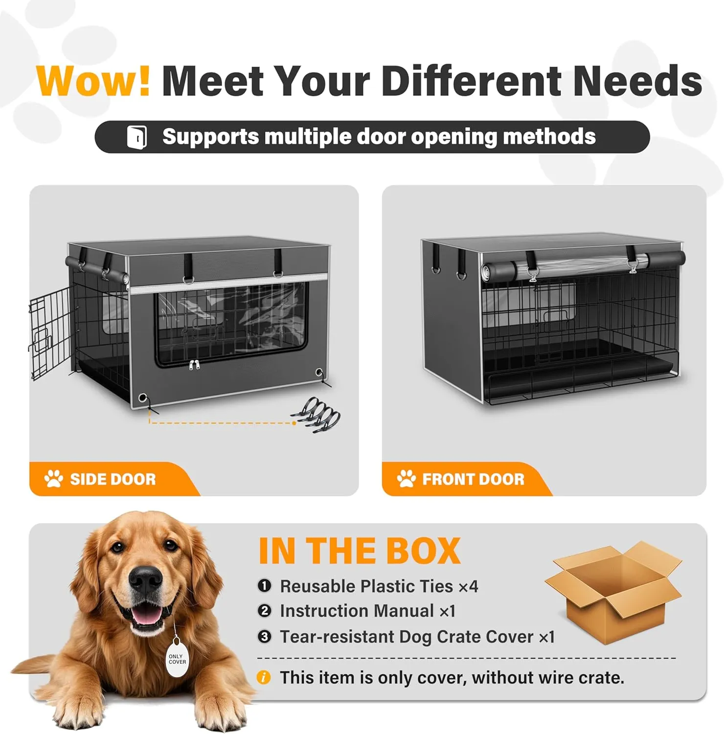 Dog Crate Cover 36 Inch [2025 Upgraded 1680D Fabric]  Heavy-Duty Insulated & Breathable Dog Kennel Cover, 36L23W25H Windproof & Light-Blocking, Gray(Cover Only)