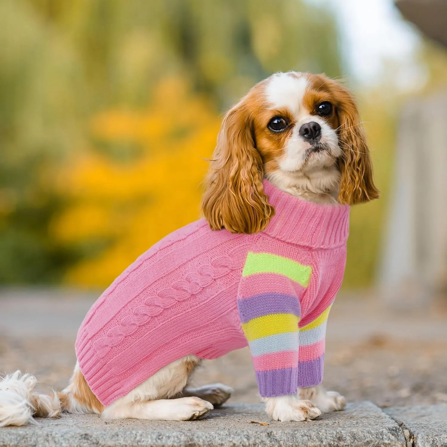 Dog Sweater Thick, Sweaters for Large Size Dogs Comfy, Stretchy Pullover Dog Sweater for Large Doggie, Christmas Dogs Sweaters Unisex, Warm Pet Knitwear Boston Terrier, Frenchie (Pink L)