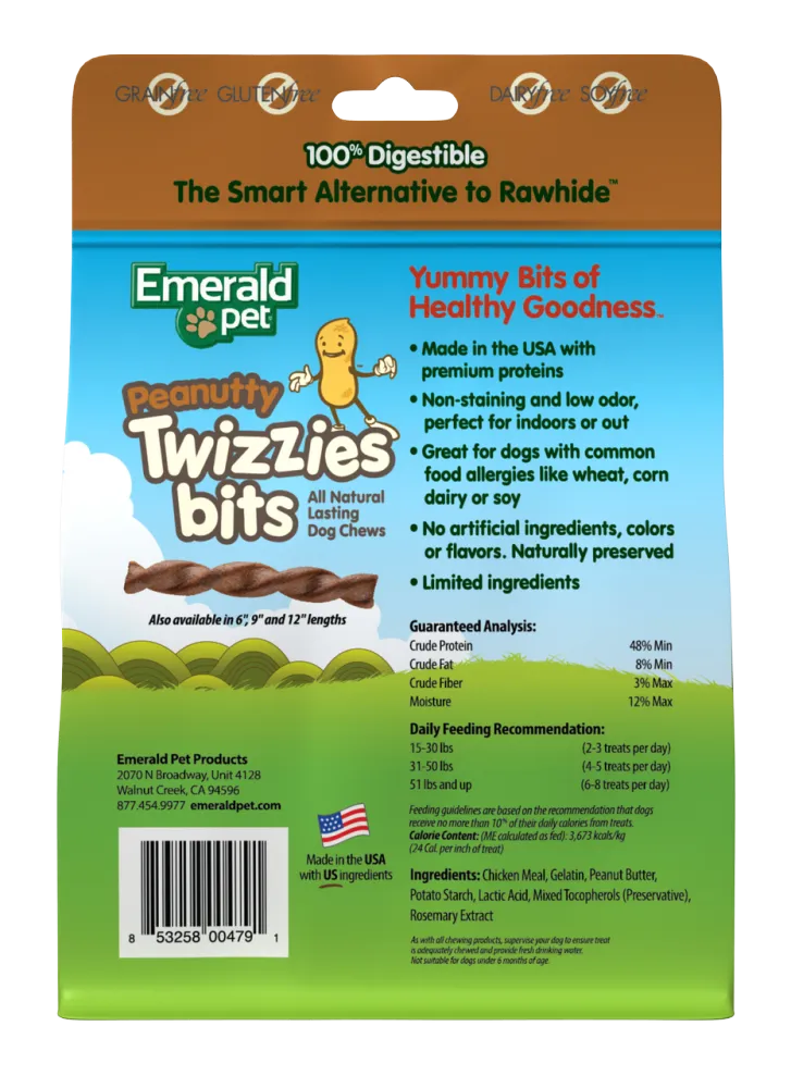 Emerald Pet Grain Free Peanutty Twizzies Bits Dog Treats
