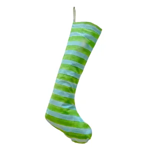 Festive Personalized Christmas Stocking in blue/green stripe