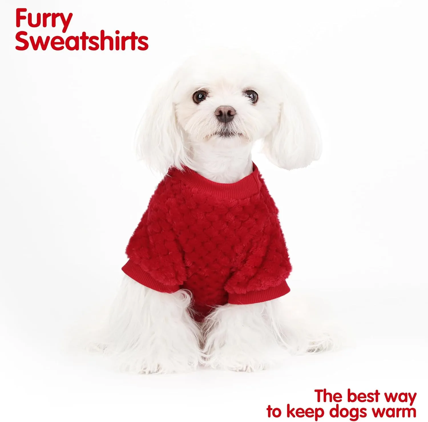Fuzzy Pineapple Grid Dog Sweater - Ultra Soft & Warm Winter Pet Apparel, Fluffy Textured Knit for Small, Medium Dogs and Cats, Cozy Pullover Dog Coat for Cold Weather.Red XL