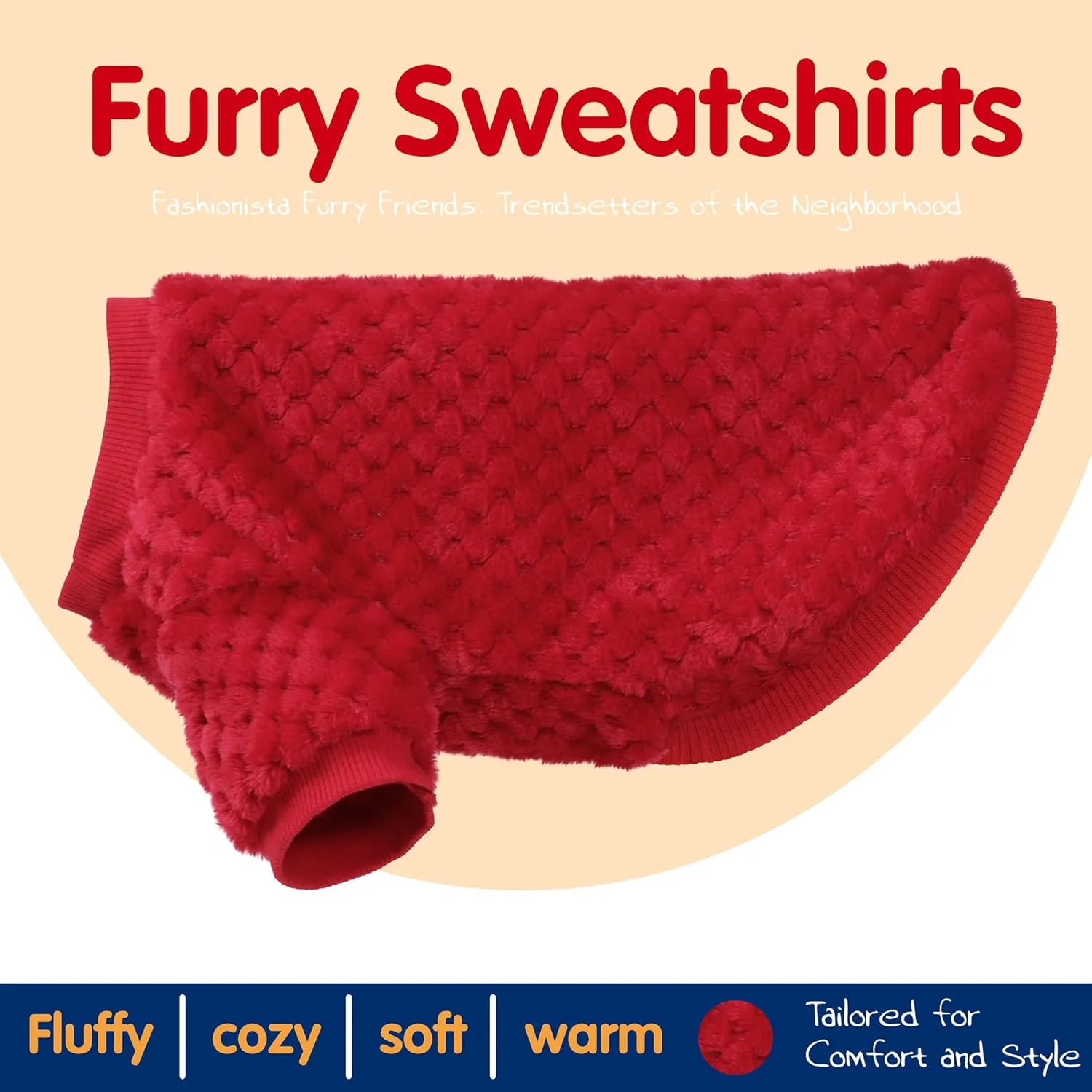Fuzzy Pineapple Grid Dog Sweater - Ultra Soft & Warm Winter Pet Apparel, Fluffy Textured Knit for Small, Medium Dogs and Cats, Cozy Pullover Dog Coat for Cold Weather.Red XL