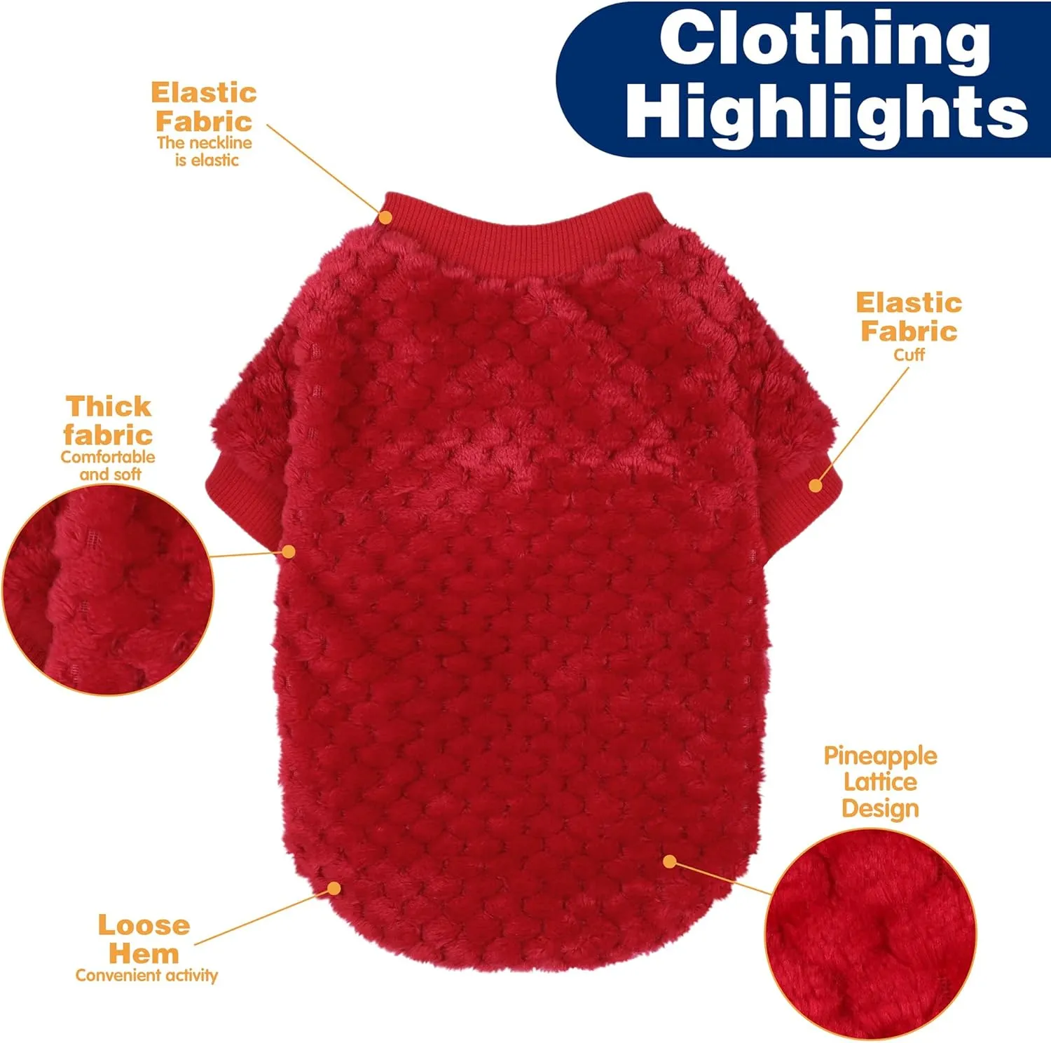 Fuzzy Pineapple Grid Dog Sweater - Ultra Soft & Warm Winter Pet Apparel, Fluffy Textured Knit for Small, Medium Dogs and Cats, Cozy Pullover Dog Coat for Cold Weather.Red XL