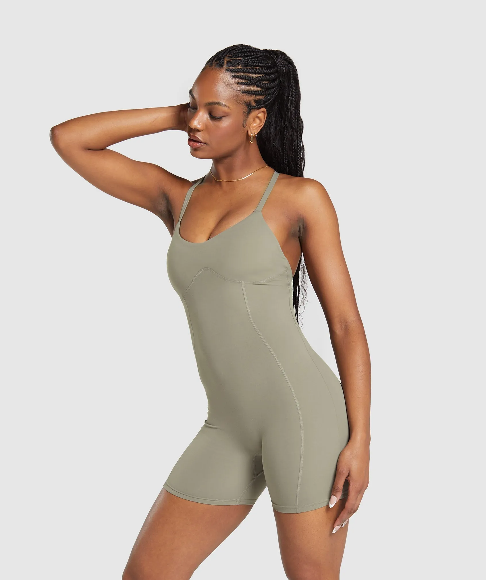 Gymshark Strappy All in One - Linen Brown
