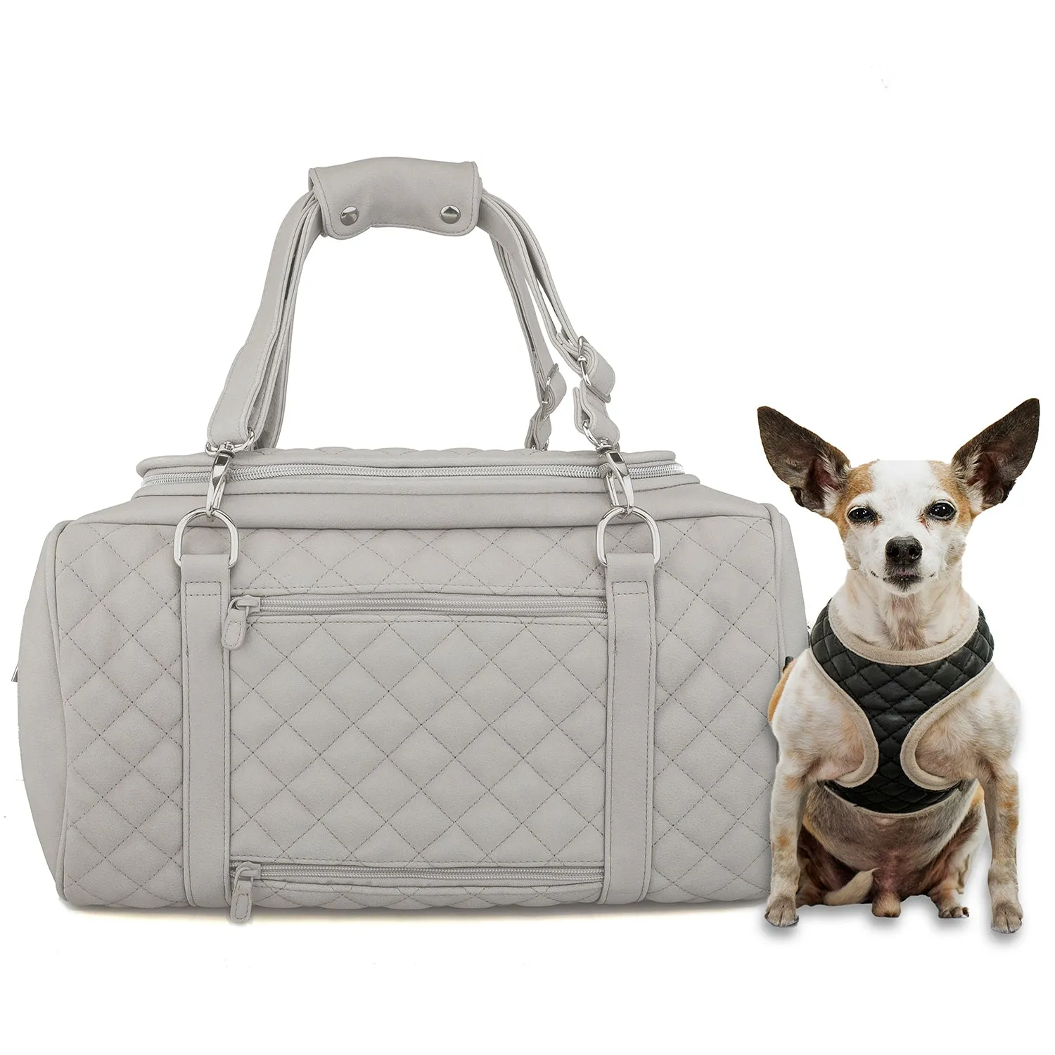Jetsetter - Premium Car Seat & Airport Compliant Pet Carrier (Black, White, Grey & Pink)