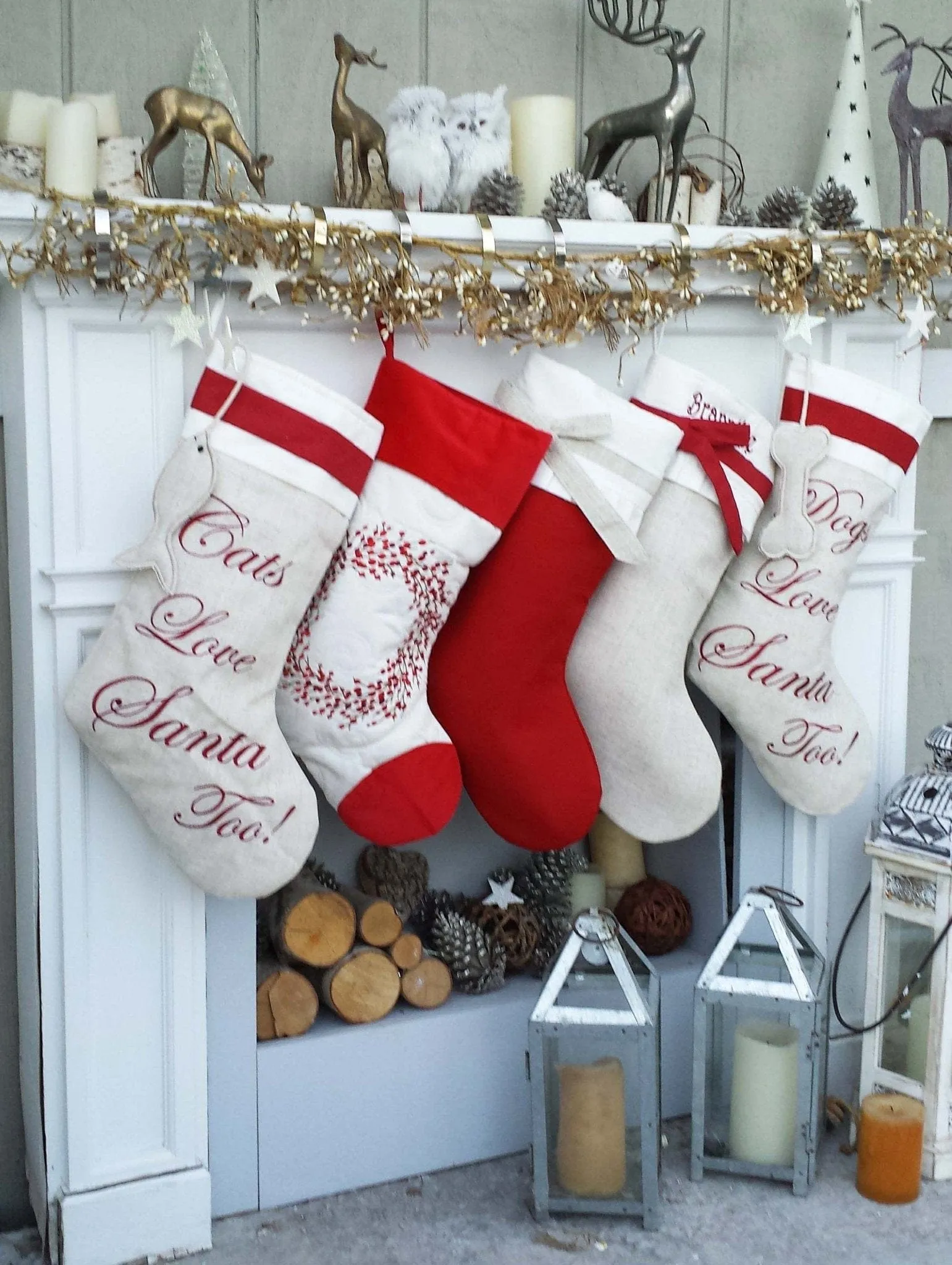 Linen Christmas Stockings Dog Stocking Cat Rustic Chic Embroidered Personalized Holiday Modern Pet Paw Bone Fish Cuff Designer Names