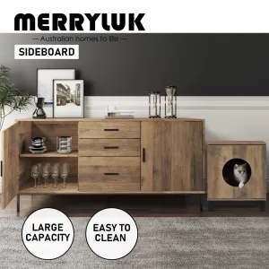 MerryLuk Bronx Buffet Sideboard Cabinet with Pet House Bedside Table Bundle