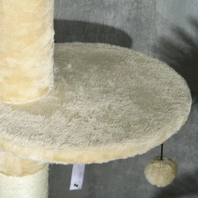 Multi-level Cat Tree w/ Scratchers, Cat House, 225-255cm - Beige