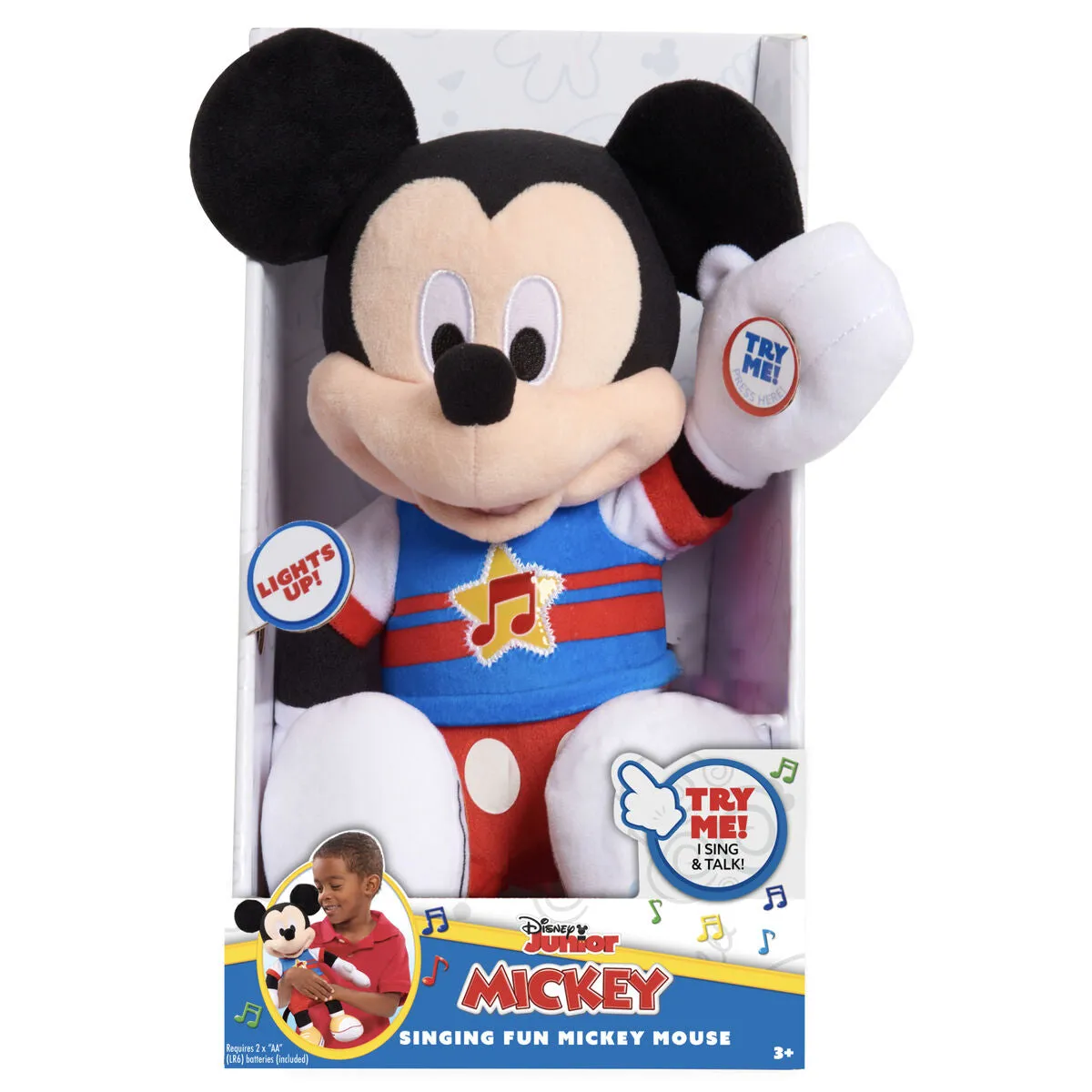 Musical Plush Toy Famosa MCC13 Mickey Mouse Lights with sound Polyester Plastic Multicolour (33 cm)