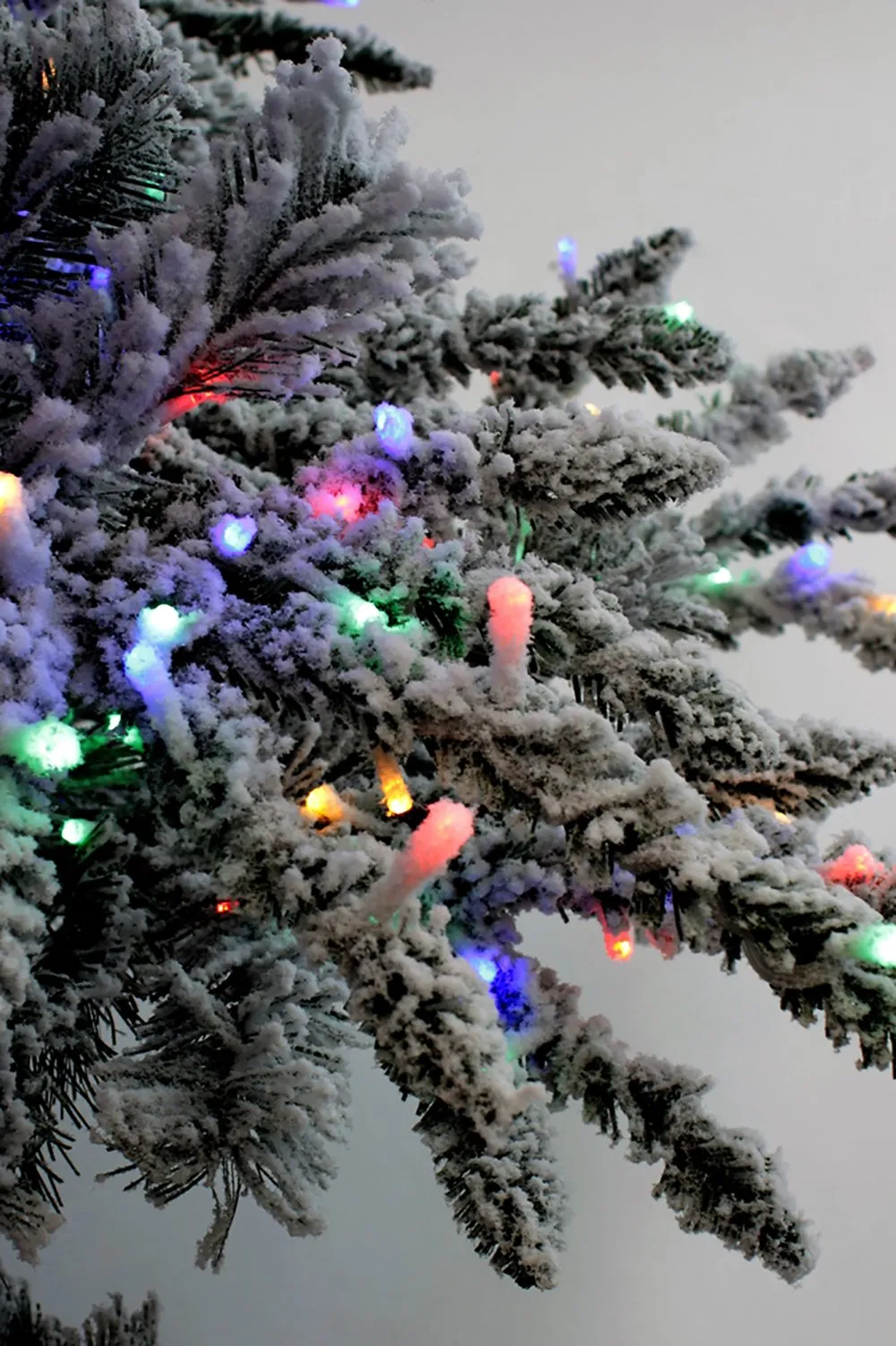 OPEN BOX 6.5' Prelit Slim Snow Flocked Christmas Tree with Warm White & Multicolor Lights