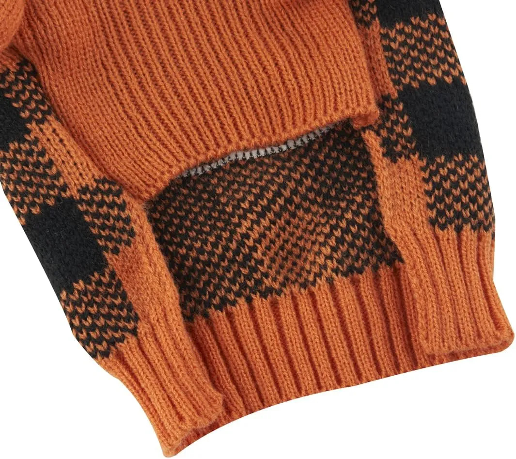 Orange Black Pumpkin Dog Sweater Plaid Cat Halloween Costume Clothes Pumpkin Dog Sweaters for Small Dogs, Small (S)