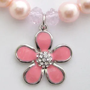 Pearl and Rhinestones with Flower Charm Pet Collar