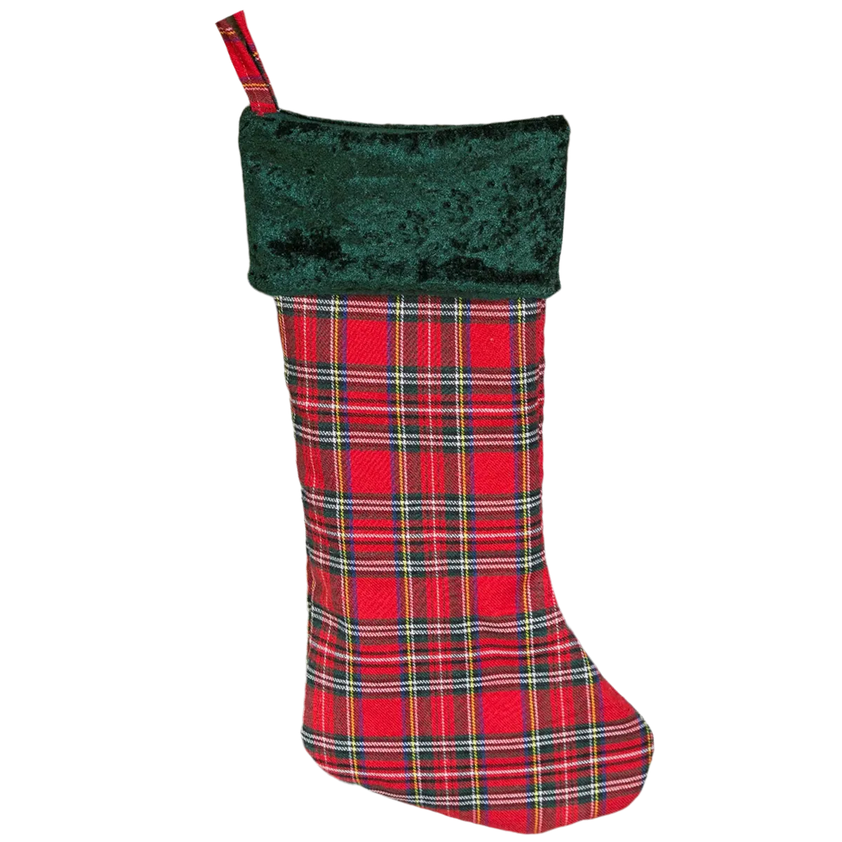 Personalized Red And Green Plaid Stockings - Printed