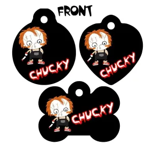 Pet ID Tag Chucky Personalized Custom Double Sided Pet Tag w/name & number Petcollarshandmade