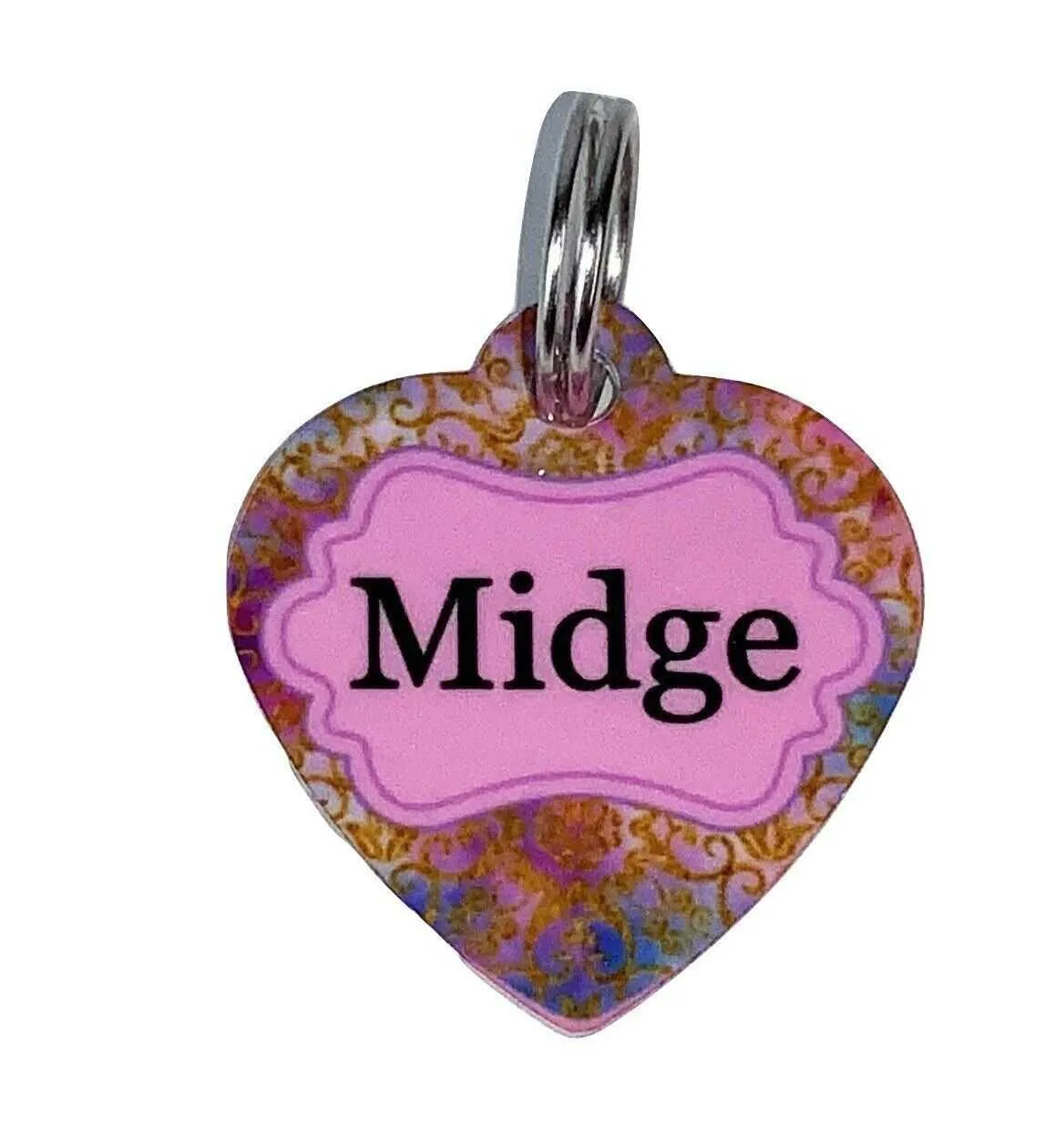 Pet ID Tag Floral Personalized Custom Double Sided Pet Tag w/name & number Petcollarshandmade