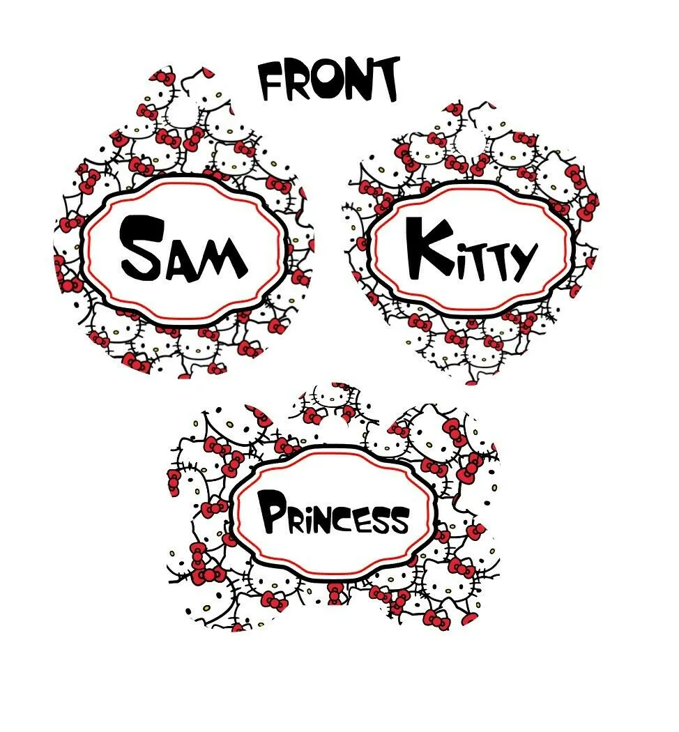 Pet ID Tag Hello Kitty Personalized Custom Double Sided Pet Tag name & number Petcollarshandmade