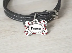 Pet ID Tag Hello Kitty Personalized Custom Double Sided Pet Tag name & number Petcollarshandmade
