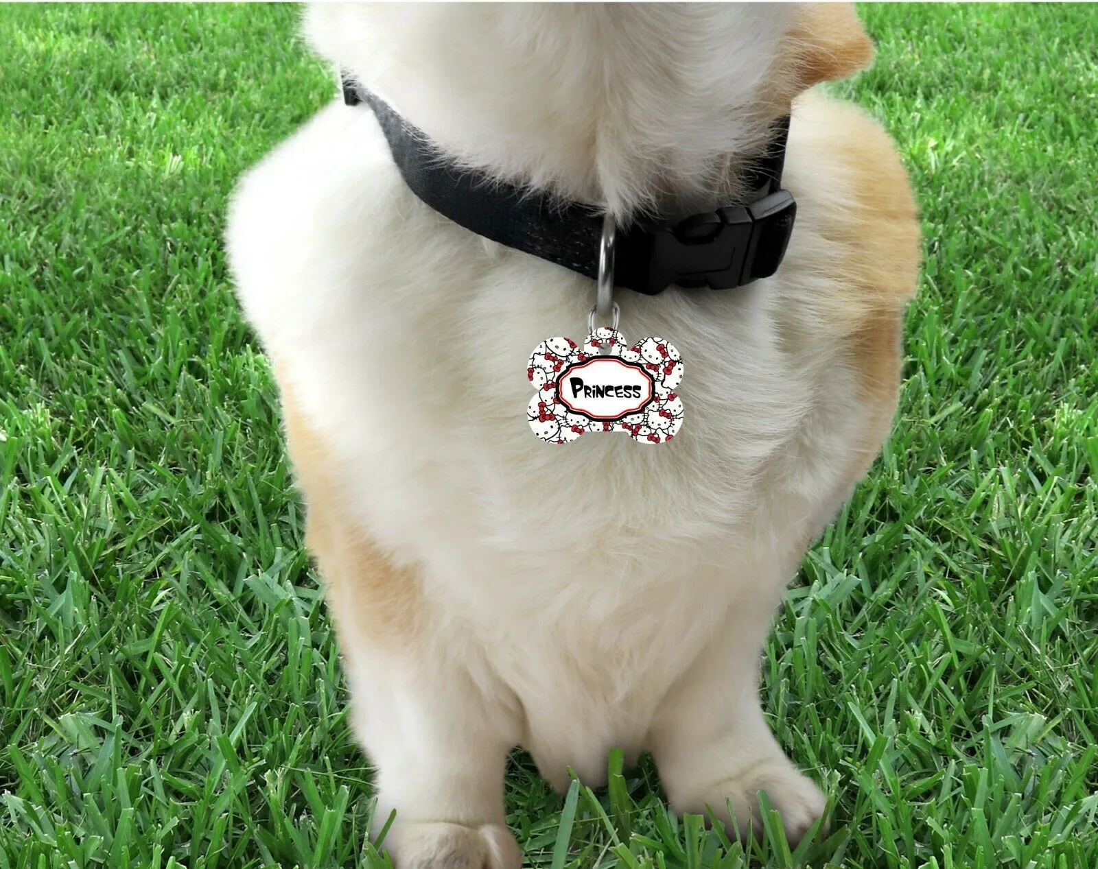 Pet ID Tag Hello Kitty Personalized Custom Double Sided Pet Tag name & number Petcollarshandmade