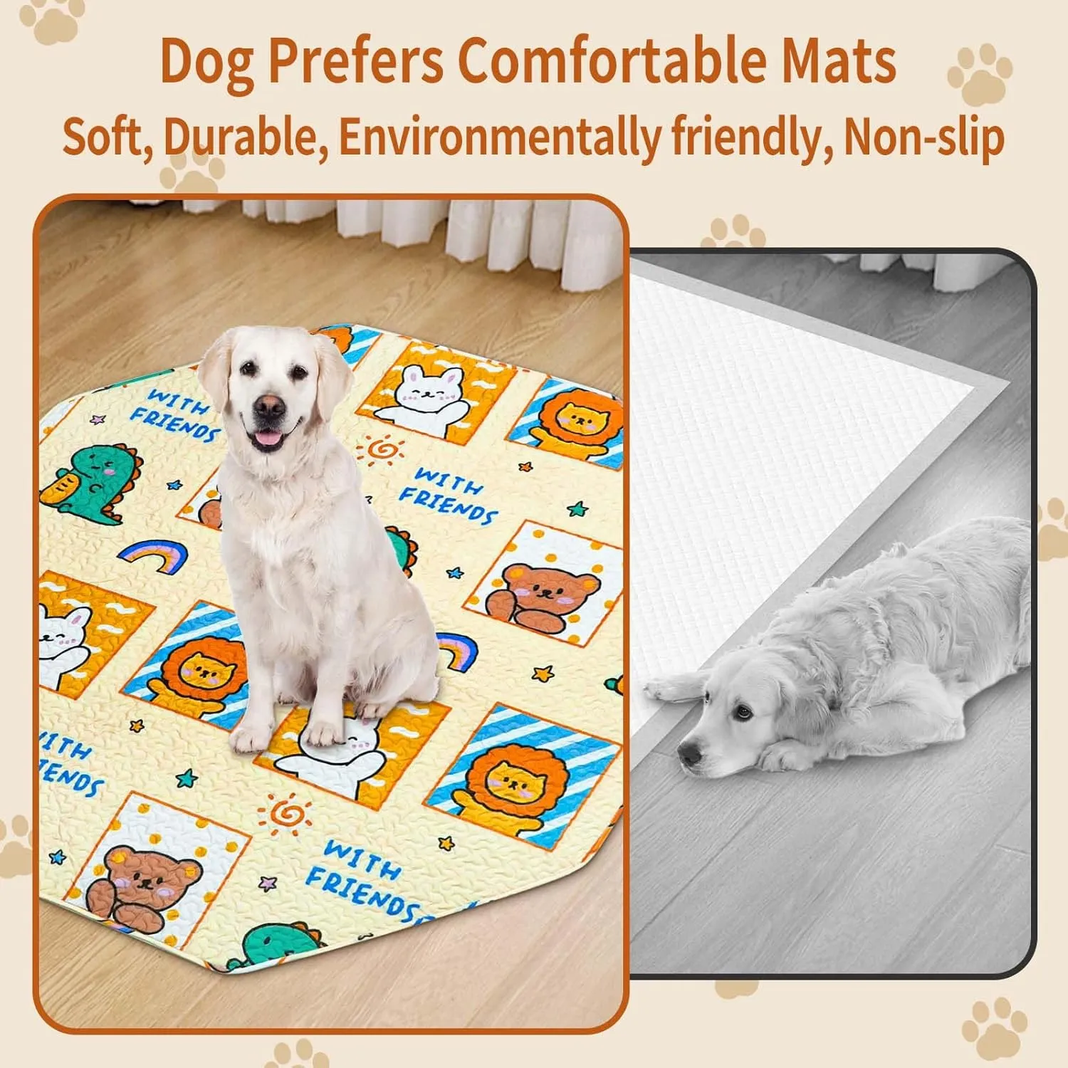 PJYucien Reusable Pee Pads for Dogs, 24'' Per Side 62'' Diagonal Octagonal Washable Puppy Pads, Designed for 24'' Width 8 Panels with All Height Playpen,Couch, Crate, Bed, Sofa.