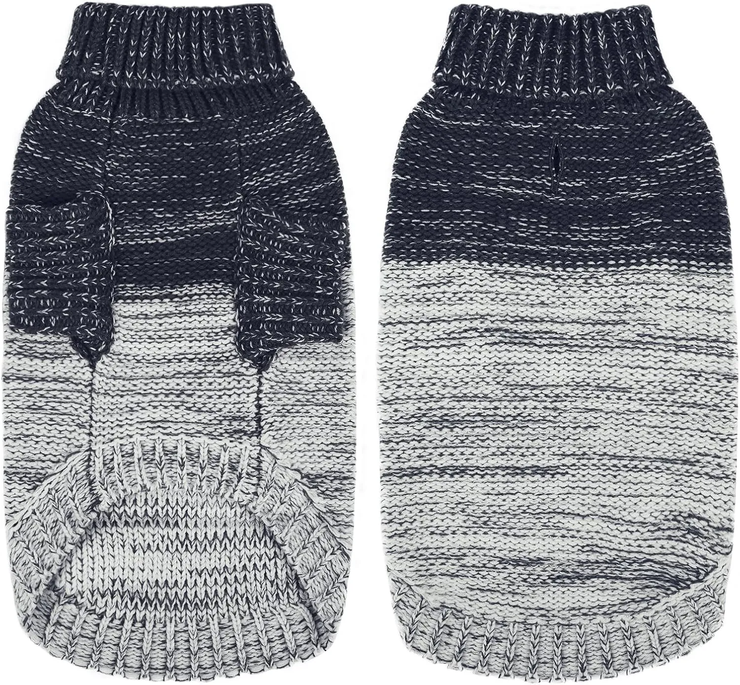 Queenmore Knitted Pullover Dog Sweater, Turtleneck Pet Cat Sweater, Cold Weather Puppy Clothes Stitching Knitwear with Leash Hole for Small Medium DogsDark Blue,XS