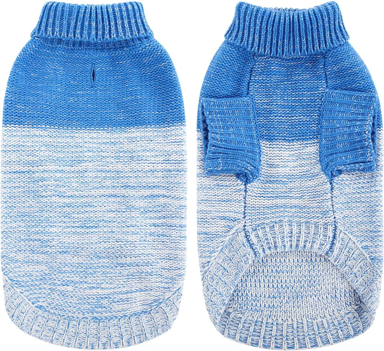 Queenmore Knitted Pullover Dog Sweater, Turtleneck Pet Cat Sweater, Cold Weather Puppy Clothes Stitching Knitwear with Leash Hole for Small Medium DogsRoyal Blue,XL