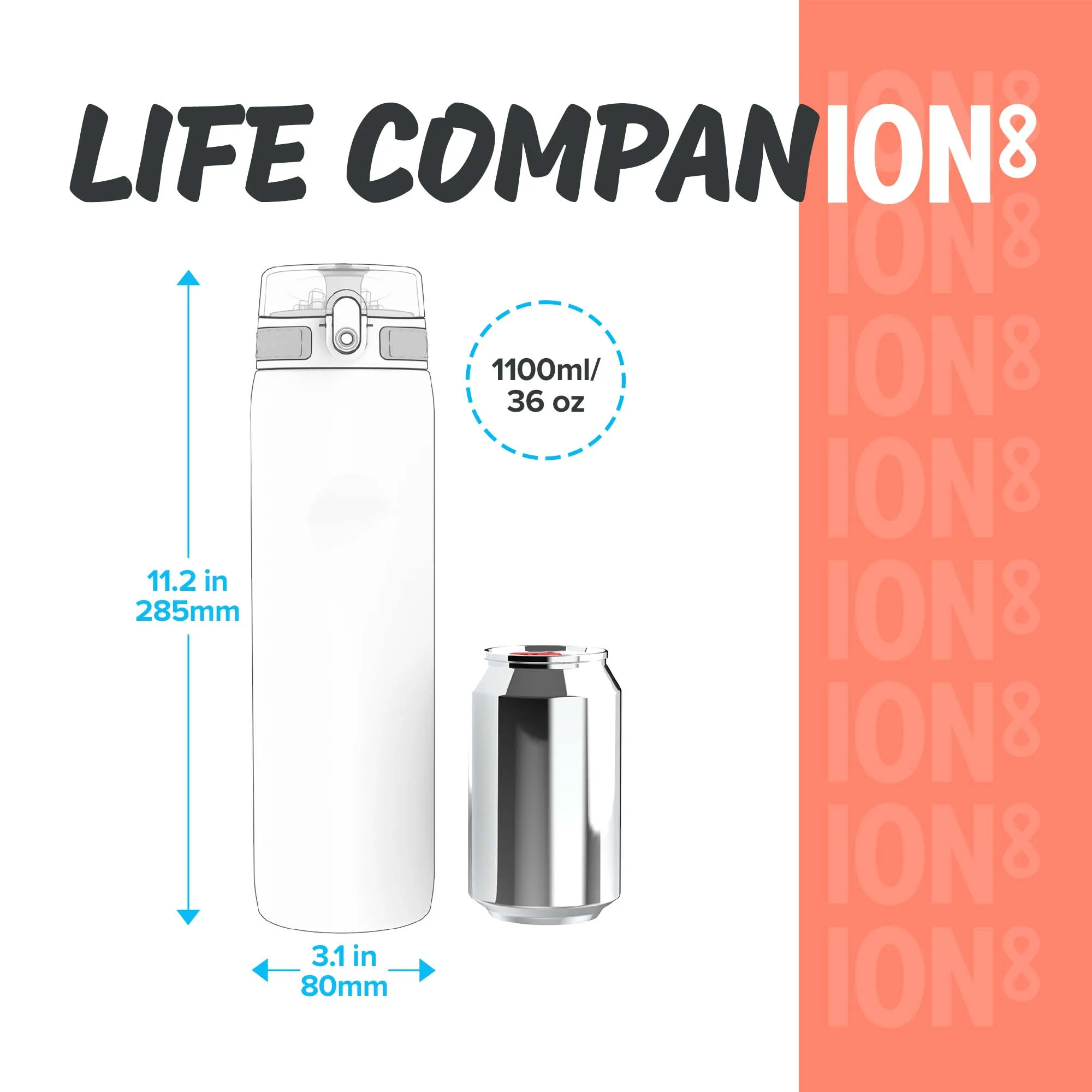 Quench Water Bottle Motivator Sonic Blue 1000ml