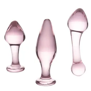 Rose Pink Anal Crystal Glass Kit (3 Piece)