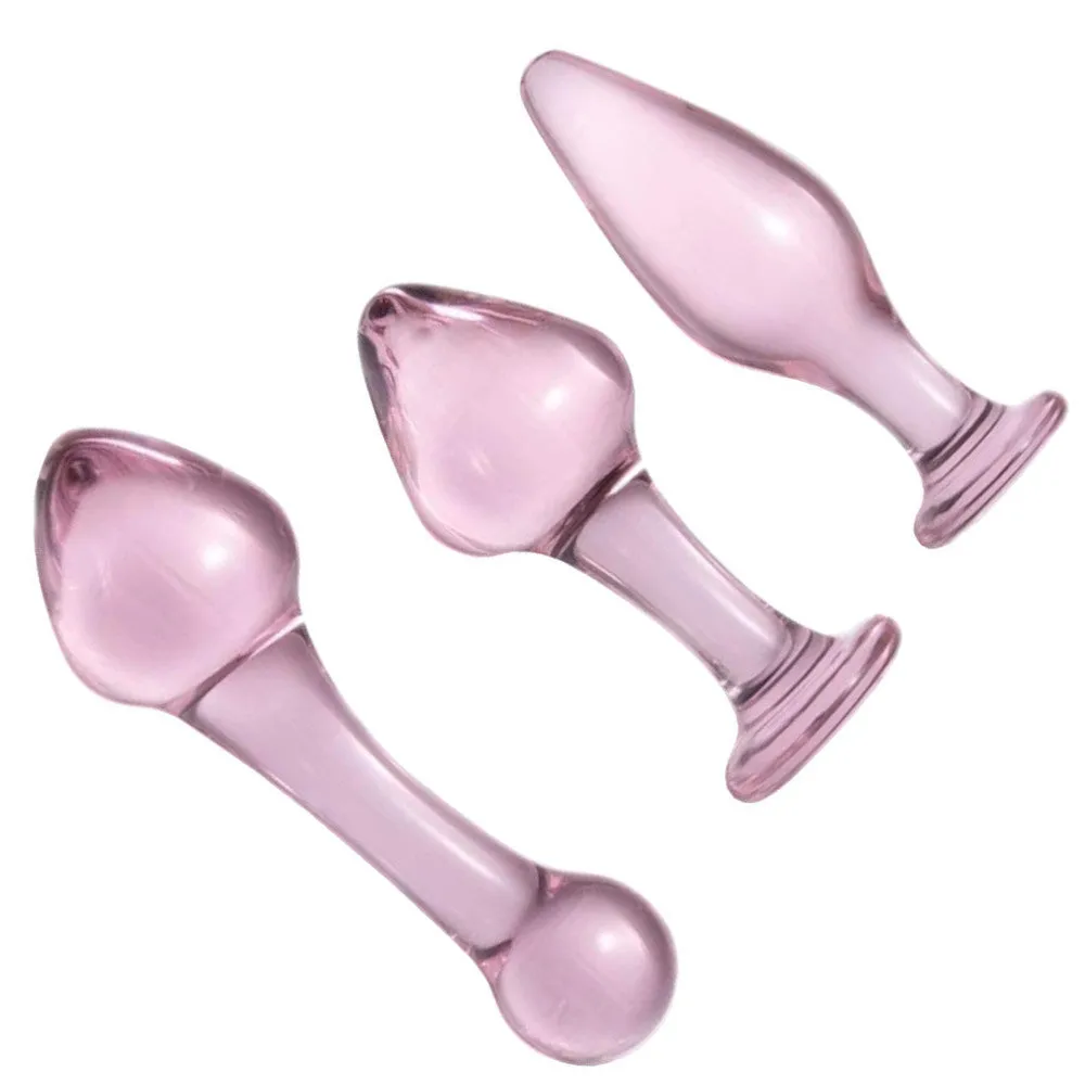 Rose Pink Anal Crystal Glass Kit (3 Piece)