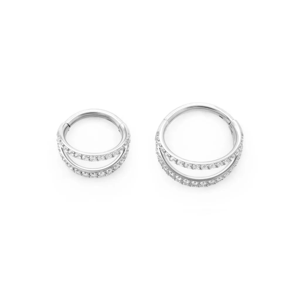 Tilum 16g Faux Triple Jeweled Hoop Titanium Clicker - Price Per 1