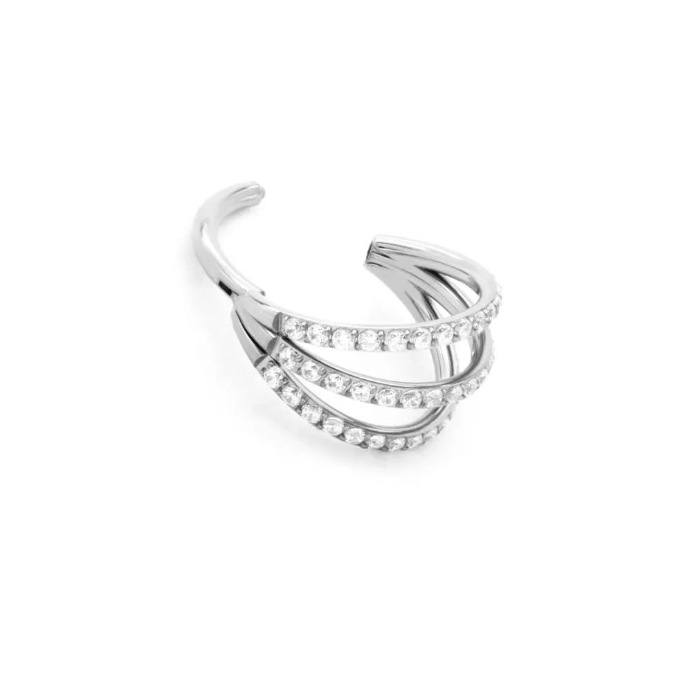 Tilum 16g Faux Triple Jeweled Hoop Titanium Clicker - Price Per 1