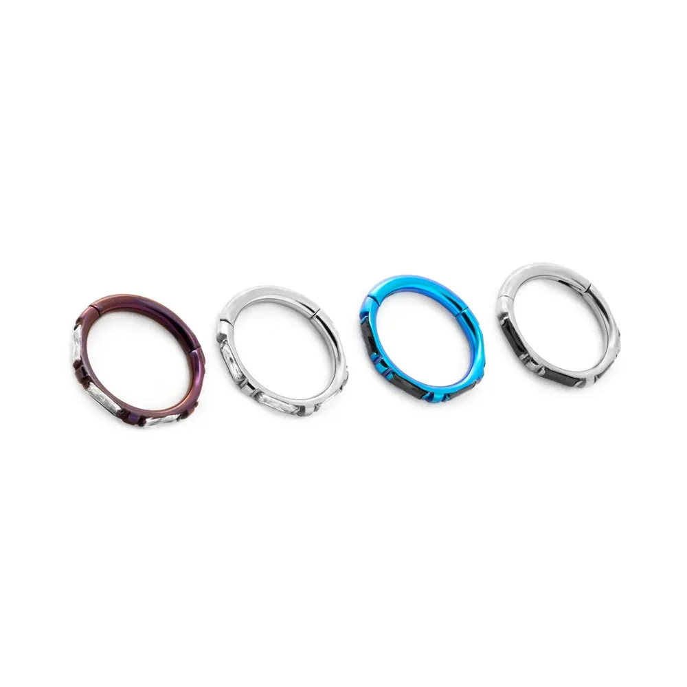 Tilum 16g Sideline Emerald-Cut Jewels Titanium Clicker - Price Per 1