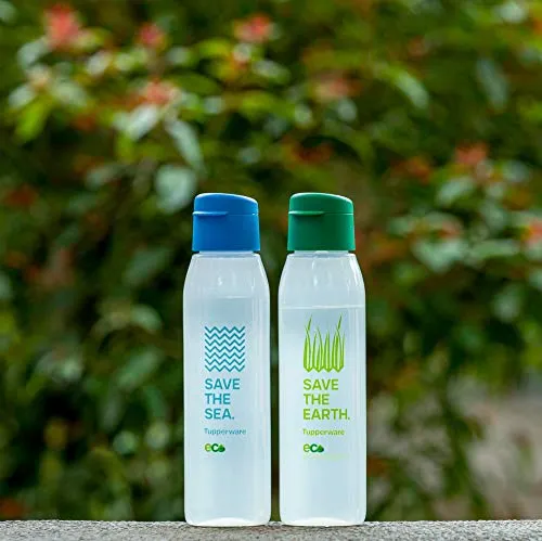 Tupperware Cool n Chic, Save Earth Save Sea Plastic Bottle, 500ml, Set of 2, Green, Blue