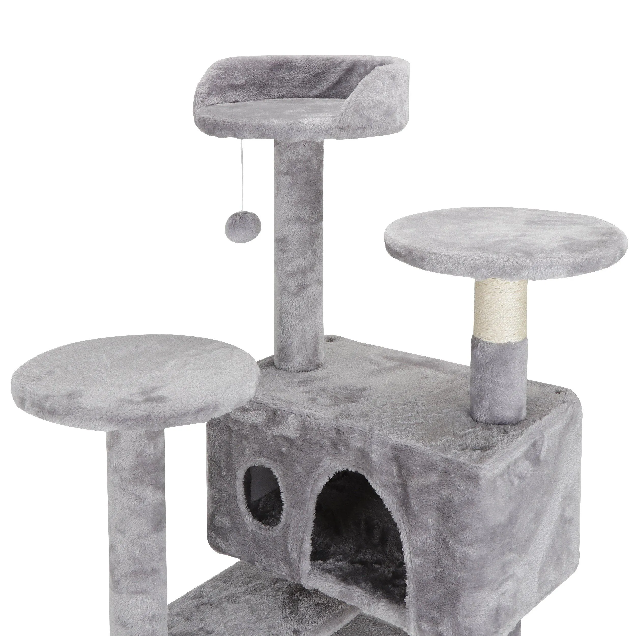 ZENY™ 53‘‘ Cat Tree with Sisal-Covered Scratching Posts and 2 Plush Rooms Cat Furniture for Kittens