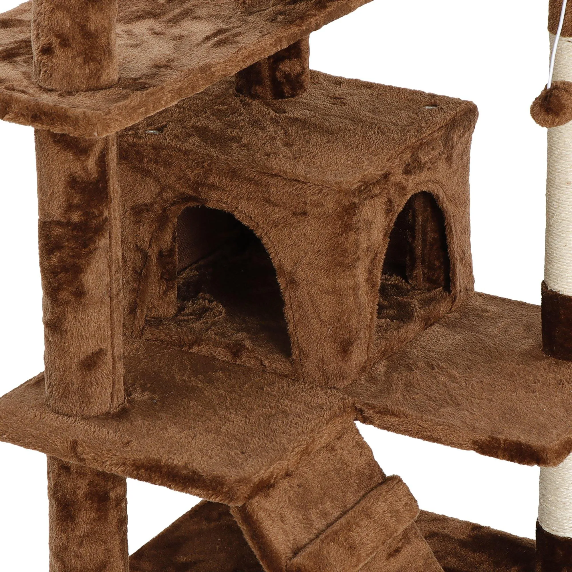 ZENY™ 53‘‘ Cat Tree with Sisal-Covered Scratching Posts and 2 Plush Rooms Cat Furniture for Kittens
